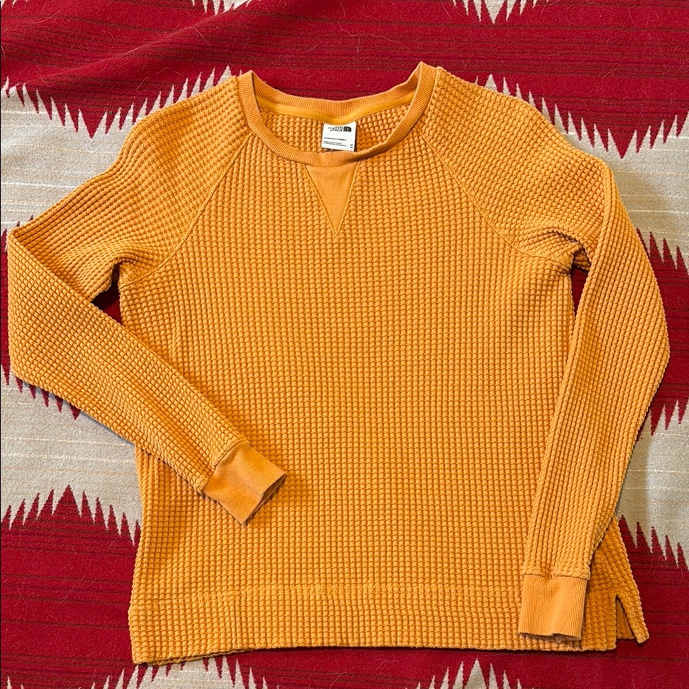 Women’s north face Orange Waffle Knit Sweater